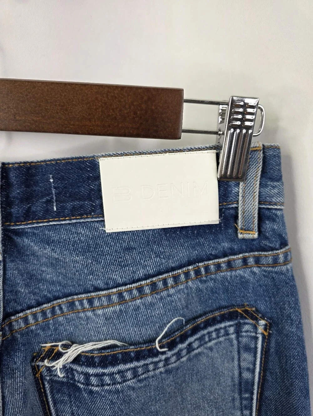 EB Denim Women's Size 27 High Rise Straight Leg Denim Jeans Split Hem Button Fly